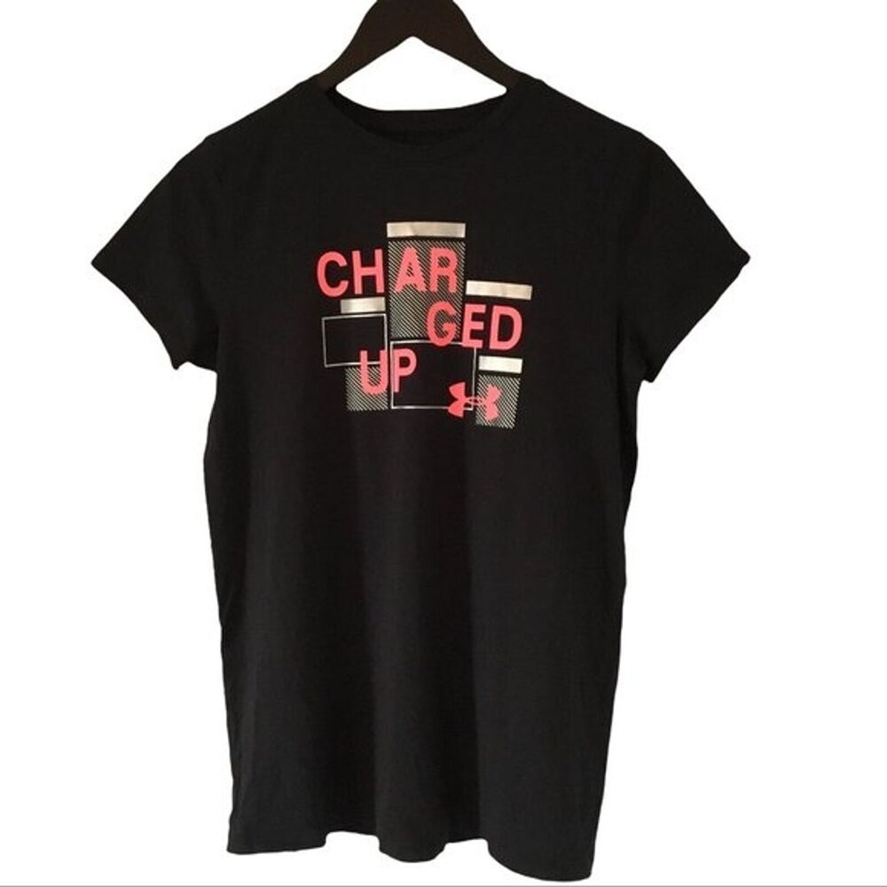 Under Armour Men's Black “Charged Up” In Neon Short Sleeve T-Shirt. Size Medium